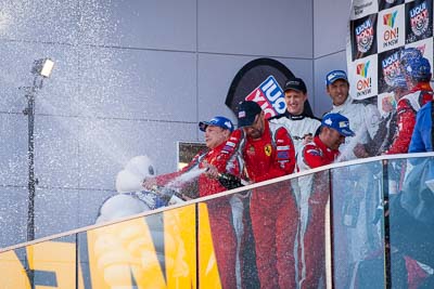 9-February-2014;Australia;Bathurst;Bathurst-12-Hour;John-Bowe;Maranello-Motorsport;Mika-Salo;NSW;New-South-Wales;atmosphere;auto;celebration;champagne;endurance;motorsport;podium;racing;telephoto