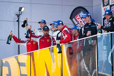 9-February-2014;Australia;Bathurst;Bathurst-12-Hour;Craig-Lowndes;HTP-Motorsport;Harold-Primat;Jack-LeBrocq;Maranello-Motorsport;Mika-Salo;NSW;New-South-Wales;Thomas-Jaeger;Thomas-Jäger;atmosphere;auto;celebration;champagne;endurance;motorsport;podium;racing;telephoto