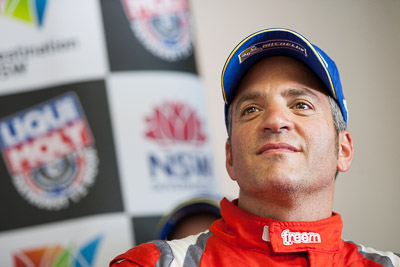 9-February-2014;Australia;Bathurst;Bathurst-12-Hour;Maranello-Motorsport;NSW;New-South-Wales;Peter-Edwards;atmosphere;auto;endurance;interview;media-centre;motorsport;portrait;press-conference;racing;telephoto