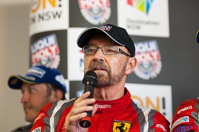 9-February-2014;Australia;Bathurst;Bathurst-12-Hour;John-Bowe;Maranello-Motorsport;NSW;New-South-Wales;atmosphere;auto;endurance;interview;media-centre;motorsport;portrait;press-conference;racing;telephoto