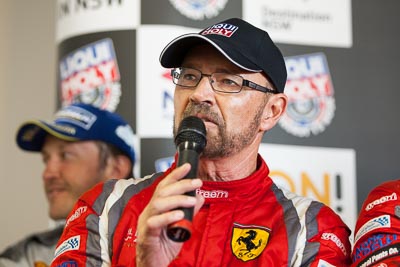 9-February-2014;Australia;Bathurst;Bathurst-12-Hour;John-Bowe;Maranello-Motorsport;NSW;New-South-Wales;atmosphere;auto;endurance;interview;media-centre;motorsport;portrait;press-conference;racing;telephoto