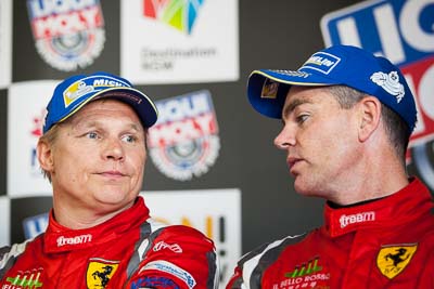 9-February-2014;Australia;Bathurst;Bathurst-12-Hour;Craig-Lowndes;Maranello-Motorsport;Mika-Salo;NSW;New-South-Wales;atmosphere;auto;endurance;interview;media-centre;motorsport;portrait;press-conference;racing;telephoto