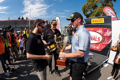 30-March-2014;AGT;Australia;Australian-GT-Championship;Grand-Tourer;Liam-Talbot;Rod-Salmon;Sandown-Raceway;Shannons-Nationals;Swirk;Victoria;atmosphere;fisheye;podium