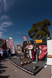 30-March-2014;AGT;Australia;Australian-GT-Championship;Dean-Koutsoumidis;Grand-Tourer;James-Winslow;Liam-Talbot;Rod-Salmon;Sandown-Raceway;Shannons-Nationals;Steven-McLaughlan;Victoria;atmosphere;fisheye;podium;sky