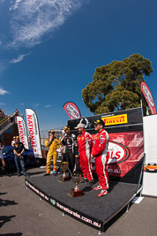 30-March-2014;AGT;Australia;Australian-GT-Championship;Grand-Tourer;John-Bowe;Klark-Quinn;Maranello-Motorsport;Peter-Edwards;Richard-Muscat;Sandown-Raceway;Shannons-Nationals;Victoria;atmosphere;fisheye;podium;sky