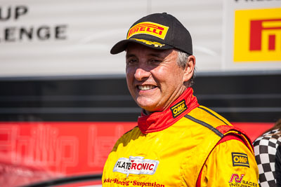 30-March-2014;Australia;Porsche-GT3-Cup-Challenge;Richard-Gartner;Sandown-Raceway;Shannons-Nationals;Victoria;podium;portrait;telephoto