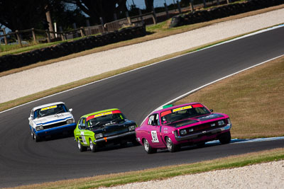 80;90;24-November-2018;80;90;Australia;Ford-Capri;Historic-Touring-Cars;Island-Magic;John-Burke;Phillip-Island;Stephen-Land;Valiant-Charger-RT;Victoria;auto;motorsport;racing;super-telephoto