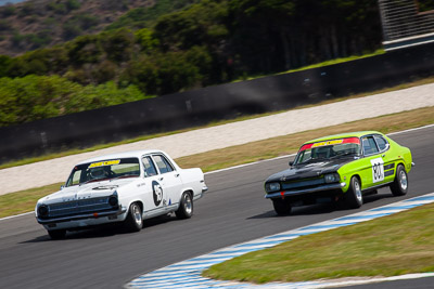 80;95;25-November-2018;80;95;Australia;Ford-Capri;Historic-Touring-Cars;Holden-HD;Island-Magic;Phillip-Island;Shane-Cowham;Stephen-Land;Victoria;auto;motorsport;racing;super-telephoto