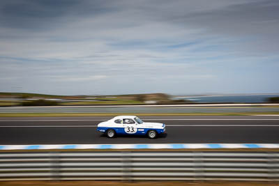 33;23-November-2019;33;Alex-Bland;Australia;Ford-Capri-V6;Historic-Touring-Cars;Island-Magic;Phillip-Island;VIC;Victoria;auto;clouds;motorsport;racing;sky;wide-angle