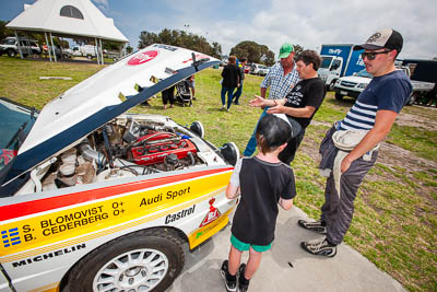 29-November-2019;Alpine-Rally;Audi-Quattro;Australia;Demo-2;Doug-Fernie;Gippsland;Hilary-Evans;Lakes-Entrance-Rotunda;Rally;VIC;auto;classic;historic;motorsport;racing;vintage;wide-angle