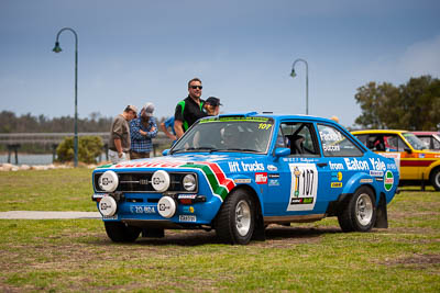 107;107;1976-Ford-Escort-RS1800;29-November-2019;Alpine-Rally;Australia;C1;Claire-Buccini;Ford;Gippsland;Keith-Fackrell;Lakes-Entrance-Rotunda;Rally;VIC;auto;classic;historic;motorsport;racing;sky;telephoto;vintage