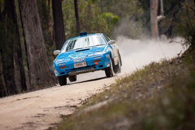 19;19;1986-Mazda-RX7;29-November-2019;Alpine-Rally;Andrew-Crawford;Australia;Gippsland;Jon-Waterhouse;Mazda;P20;Rally;VIC;auto;classic;historic;motorsport;racing;special-stage;super-telephoto;vintage