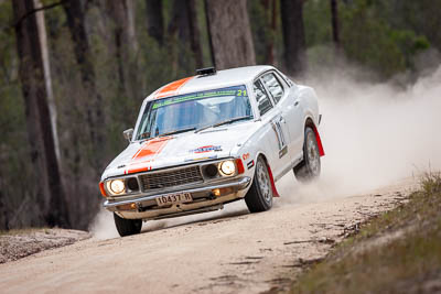 21;1975-Datsun-180B;21;29-November-2019;Alpine-Rally;Australia;Datsun;Fro-Horobin;Gippsland;Michael-Taylor;P81;Rally;VIC;auto;classic;historic;motorsport;racing;special-stage;super-telephoto;vintage