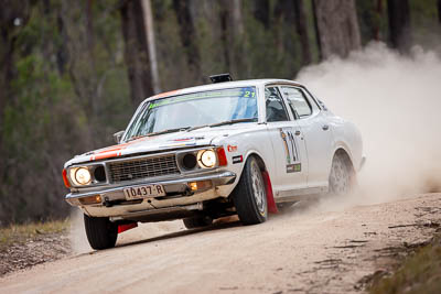 21;1975-Datsun-180B;21;29-November-2019;Alpine-Rally;Australia;Datsun;Fro-Horobin;Gippsland;Michael-Taylor;P81;Rally;VIC;auto;classic;historic;motorsport;racing;special-stage;super-telephoto;vintage