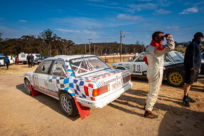 1;1;1983-BMW-320is;29-November-2019;Alpine-Rally;Australia;BMW;Bairnsdale-Speedway;Ben-Barker;CRC;Damien-Long;East-Gippsland;Gippsland;Rally;VIC;auto;classic;historic;motorsport;portrait;racing;sky;vintage;wide-angle