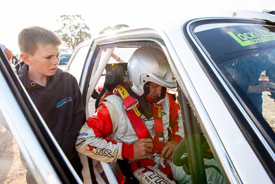 29-November-2019;Alpine-Rally;Australia;Bairnsdale-Speedway;Ben-Barker;East-Gippsland;Gippsland;Rally;VIC;auto;classic;helmet;historic;motorsport;portrait;racing;vintage;wide-angle