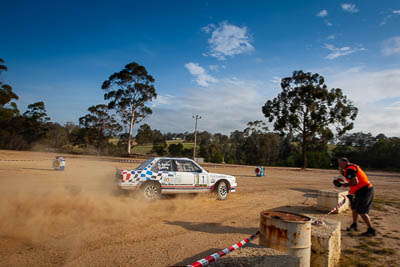 1;1;1983-BMW-320is;29-November-2019;Alpine-Rally;Australia;BMW;Bairnsdale-Speedway;Ben-Barker;CRC;Damien-Long;East-Gippsland;Gippsland;Rally;VIC;auto;classic;historic;motorsport;racing;sky;vintage;wide-angle