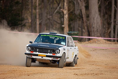 3;29-November-2019;3;Alpine-Rally;Australia;Bairnsdale-Speedway;Brendan-Reeves;CRC;Datsun;Datsun-1600;East-Gippsland;Gippsland;Rally;Rhianon-Gelsomino;VIC;auto;classic;historic;motorsport;racing;super-telephoto;vintage