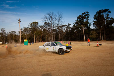 3;29-November-2019;3;Alpine-Rally;Australia;Bairnsdale-Speedway;Brendan-Reeves;CRC;Datsun;Datsun-1600;East-Gippsland;Gippsland;Rally;Rhianon-Gelsomino;VIC;auto;classic;historic;motorsport;racing;sky;vintage;wide-angle