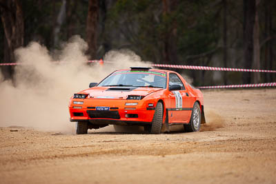 16;16;1985-Mazda-RX7;29-November-2019;Alpine-Rally;Australia;Bairnsdale-Speedway;East-Gippsland;Gippsland;Mazda;P20;Phil-Hurle;Rally;Rowan-Woollard;VIC;auto;classic;historic;motorsport;racing;super-telephoto;vintage