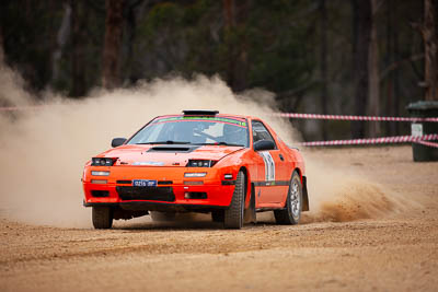 16;16;1985-Mazda-RX7;29-November-2019;Alpine-Rally;Australia;Bairnsdale-Speedway;East-Gippsland;Gippsland;Mazda;P20;Phil-Hurle;Rally;Rowan-Woollard;VIC;auto;classic;historic;motorsport;racing;super-telephoto;vintage