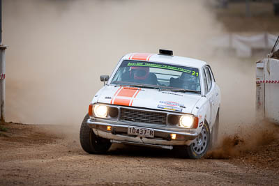 21;1975-Datsun-180B;21;29-November-2019;Alpine-Rally;Australia;Bairnsdale-Speedway;Datsun;East-Gippsland;Fro-Horobin;Gippsland;Michael-Taylor;P81;Rally;VIC;auto;classic;historic;motorsport;racing;super-telephoto;vintage