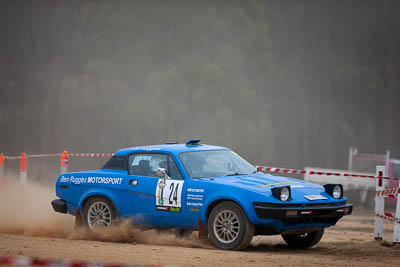 24;1980-Triumph-TR8;24;29-November-2019;Alpine-Rally;Australia;Bairnsdale-Speedway;C1;East-Gippsland;Gippsland;Guy-Ruggles;Matthew-Ruggles;Rally;Triumph;VIC;auto;classic;historic;motorsport;racing;super-telephoto;vintage