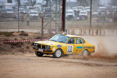 32;1977-Datsun-200B;29-November-2019;32;Alpine-Rally;Australia;Bairnsdale-Speedway;Darkie-Barr-Smith;Datsun;East-Gippsland;Gippsland;Jono-Forrest;P81;Rally;VIC;auto;classic;historic;motorsport;racing;super-telephoto;vintage