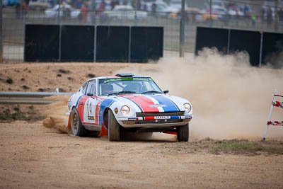 41;1971-Datsun-240Z;29-November-2019;41;Alpine-Rally;Australia;Bairnsdale-Speedway;Datsun;East-Gippsland;Gippsland;P81;Peter-Dimmock;Rally;Russell-Hannah;VIC;auto;classic;historic;motorsport;racing;super-telephoto;vintage