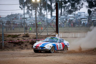 41;1971-Datsun-240Z;29-November-2019;41;Alpine-Rally;Australia;Bairnsdale-Speedway;Datsun;East-Gippsland;Gippsland;P81;Peter-Dimmock;Rally;Russell-Hannah;VIC;auto;classic;historic;motorsport;racing;super-telephoto;vintage