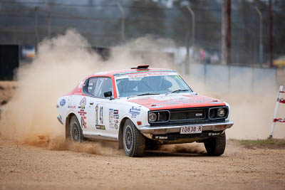 43;1975-Datsun-180B-SSS;29-November-2019;43;Alpine-Rally;Australia;Bairnsdale-Speedway;Damien-Hanns;Datsun;East-Gippsland;Gippsland;P81;Rally;Stephen-Duthie;VIC;auto;classic;historic;motorsport;racing;super-telephoto;vintage