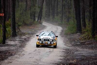 30-November-2019;Alpine-Rally;Audi-Quattro;Australia;Demo-2;Doug-Fernie;Gippsland;Hilary-Evans;Rally;VIC;auto;classic;historic;motorsport;racing;special-stage;super-telephoto;vintage