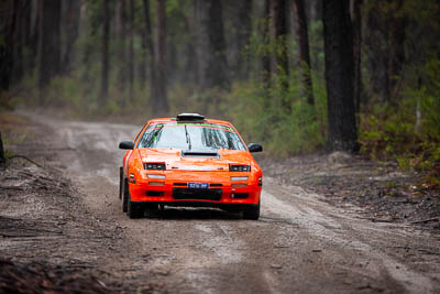 16;16;1985-Mazda-RX7;30-November-2019;Alpine-Rally;Australia;Gippsland;Mazda;P20;Phil-Hurle;Rally;Rowan-Woollard;VIC;auto;classic;historic;motorsport;racing;special-stage;super-telephoto;vintage