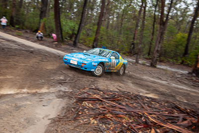 19;19;1986-Mazda-RX7;30-November-2019;Alpine-Rally;Andrew-Crawford;Australia;Gippsland;Jon-Waterhouse;Mazda;P20;Rally;VIC;auto;classic;historic;motorsport;racing;special-stage;vintage;wide-angle