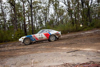 41;1971-Datsun-240Z;30-November-2019;41;Alpine-Rally;Australia;Datsun;Gippsland;P81;Peter-Dimmock;Rally;Russell-Hannah;VIC;auto;classic;historic;motorsport;racing;special-stage;vintage;wide-angle