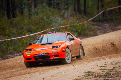 16;16;1985-Mazda-RX7;30-November-2019;Alpine-Rally;Australia;Gippsland;Mazda;P20;Phil-Hurle;Rally;Rowan-Woollard;VIC;auto;classic;historic;motorsport;racing;special-stage;super-telephoto;vintage