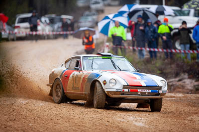 41;1971-Datsun-240Z;30-November-2019;41;Alpine-Rally;Australia;Datsun;Gippsland;P81;Peter-Dimmock;Rally;Russell-Hannah;VIC;auto;classic;historic;motorsport;racing;special-stage;super-telephoto;vintage