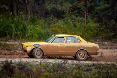 32;1977-Datsun-200B;30-November-2019;32;Alpine-Rally;Australia;Darkie-Barr-Smith;Datsun;Gippsland;Jono-Forrest;P81;Rally;VIC;auto;classic;historic;motorsport;racing;special-stage;super-telephoto;vintage