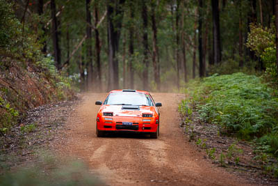 16;16;1985-Mazda-RX7;30-November-2019;Alpine-Rally;Australia;Gippsland;Mazda;P20;Phil-Hurle;Rally;Rowan-Woollard;VIC;auto;classic;historic;motorsport;racing;special-stage;super-telephoto;vintage