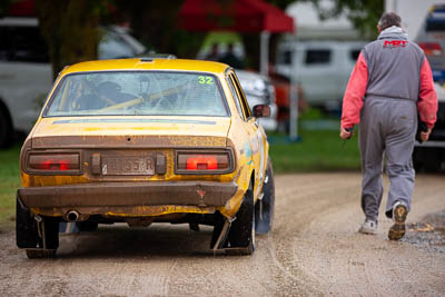 32;1977-Datsun-200B;30-November-2019;32;Alpine-Rally;Australia;Darkie-Barr-Smith;Datsun;Gippsland;Jono-Forrest;Orbost-Service;P81;Rally;VIC;auto;classic;detail;dirty;historic;motorsport;racing;super-telephoto;vintage