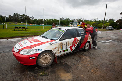 18;18;1996-Honda-Civic;30-November-2019;Alpine-Rally;Andrew-Benefield;Australia;Brett-Middleton;Gippsland;Honda;Orbost-Service;P20;Rally;VIC;auto;classic;historic;motorsport;racing;vintage;wide-angle