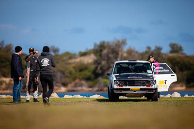 3;3;30-November-2019;Alpine-Rally;Australia;Brendan-Reeves;CRC;Datsun;Datsun-1600;Gippsland;Lakes-Entrance-Rotunda;Rally;Rhianon-Gelsomino;VIC;auto;classic;historic;motorsport;portrait;racing;super-telephoto;vintage