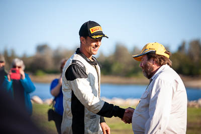 30-November-2019;Alpine-Rally;Australia;Carl-Stewart;Gippsland;Lakes-Entrance-Rotunda;Owen-Polanski;Rally;VIC;auto;celebration;classic;historic;motorsport;official;podium;portrait;racing;telephoto;vintage