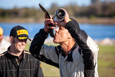 30-November-2019;Alpine-Rally;Australia;Carl-Stewart;Gippsland;Lakes-Entrance-Rotunda;Rally;Topshot;VIC;auto;celebration;classic;historic;motorsport;podium;portrait;racing;telephoto;vintage