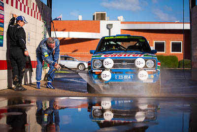 107;107;1976-Ford-Escort-RS1800;30-November-2019;Alpine-Rally;Australia;C1;Claire-Buccini;East-Gippsland;Ford;Gippsland;Keith-Fackrell;Lakes-Entrance;Rally;Topshot;VIC;auto;car-wash;classic;historic;motorsport;racing;telephoto;vintage